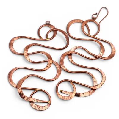 Sale Photo Thumbnail #197: Artisan Crafted Raw Copper Abstract Earrings
