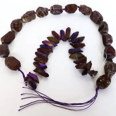 Sale Photo Thumbnail #109: Aura Quartz Crystal & Agate Druzy Strands
