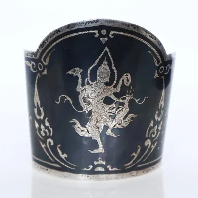 Sale Photo Thumbnail #146: Siam Sterling Nielloware Wide Cuff Bracelet-46g
