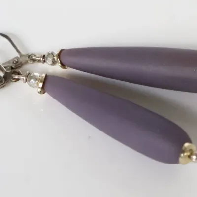 Sale Photo Thumbnail #205: Frosted lavender Sea Glass Style Earrings
