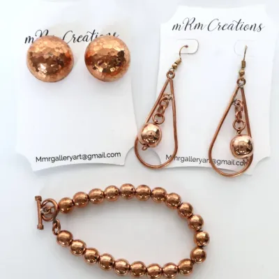 Sale Photo Thumbnail #75: A Trio Of Copper: Bracelet and Earring Set
