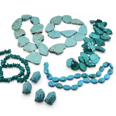 Sale Photo Thumbnail #88: Unusual Dyed Turquoise & Howlite Beads
