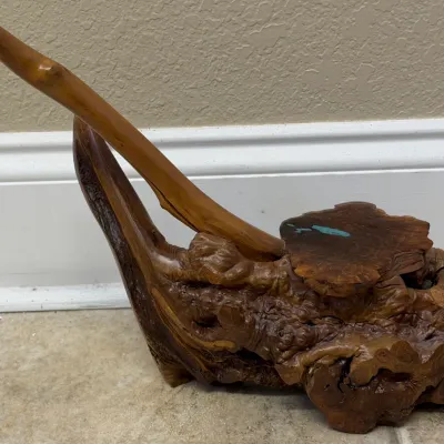 Sale Photo Thumbnail #46: Natural Wood Sculpture With Inlay
