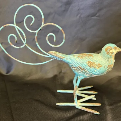 Sale Photo Thumbnail #104: Blue Metal Bird Sculpture
