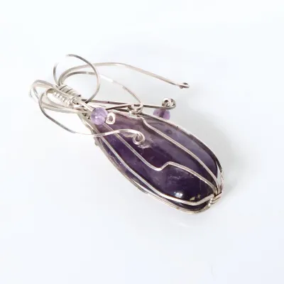 Sale Photo Thumbnail #155: Vintage mRm Amethyst Hand-Wrapped Sterling Pendant
