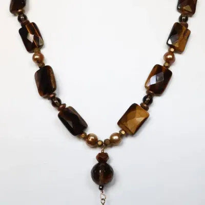 Sale Photo Thumbnail #83: mRm: Tigers Eye & Ammonite Pendant Necklace
