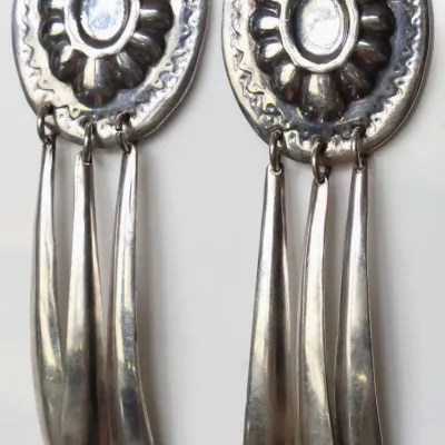 Sale Photo Thumbnail #16: Collectors: Heritage Sterling Concho Dangle Earrings