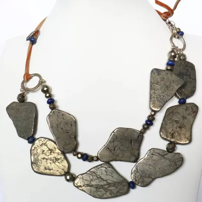 Sale Photo Thumbnail #116: mRm Gemstone Metallic Slabs with Lapis Necklace
