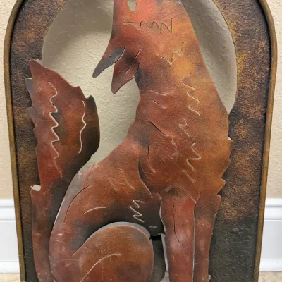 Sale Photo Thumbnail #126: Metal Wall Hanging of Howling Wolf
