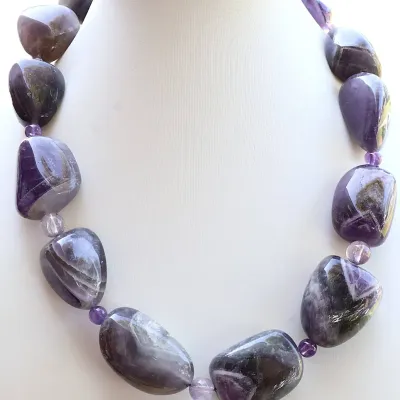 Sale Photo Thumbnail #107: Artisan Amethyst & Chevron Amethyst Necklace
