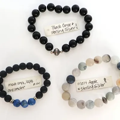Sale Photo Thumbnail #102: Lot of 3 Men's Gemstone Bracelets
