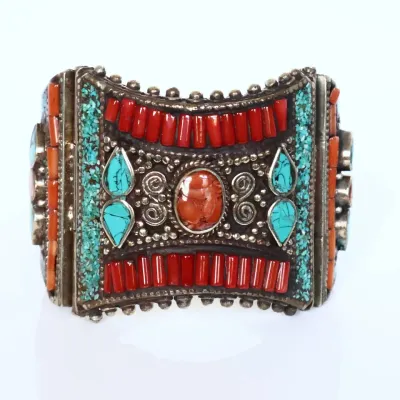 Sale Photo Thumbnail #110: Vintage Tibetan/Nepalese Hinged Cuff Bracelet
