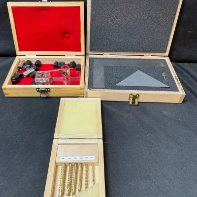 LH574HI - Woodworking Tools In Wooden Cases: WoodTek/MKS Precision/Unmarked