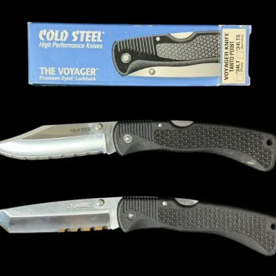 LH121HI - 2 Vintage Cold Steel Voyager Tanto Serrated Folding Knives