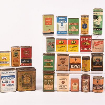 Sale Photo Thumbnail #28: Large Grouping of Spice Tins and Related Containers.