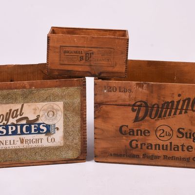 Sale Photo Thumbnail #46: Three Antique Advertising Crates.