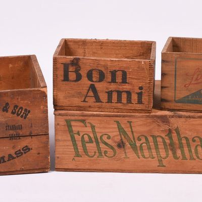 Sale Photo Thumbnail #48: Three Cleaning Supplies Vintage Advertising Crates.