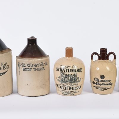 Sale Photo Thumbnail #40: Five Stoneware Advertising Jugs.