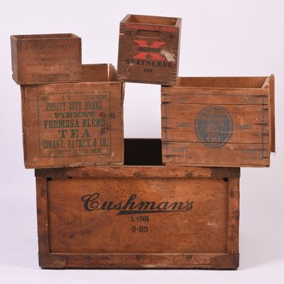 Sale Photo Thumbnail #50: Five Vintage Advertising Crates.