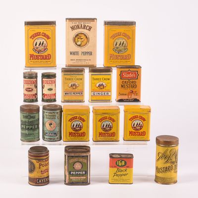 Sale Photo Thumbnail #31: Seventeen Spice Tins.