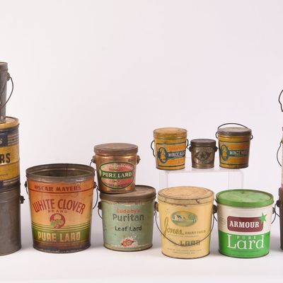 Sale Photo Thumbnail #33: Fifteen Various Vintage Lard and Minced Meat Tins.