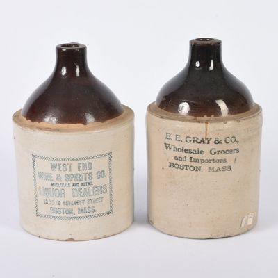 Sale Photo Thumbnail #37: Two Stoneware Merchant Jugs.