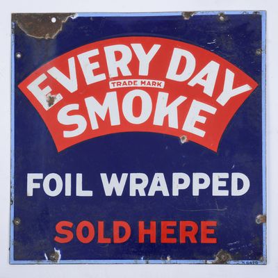 Sale Photo Thumbnail #111: Every Day Smoke Enamel Sign.