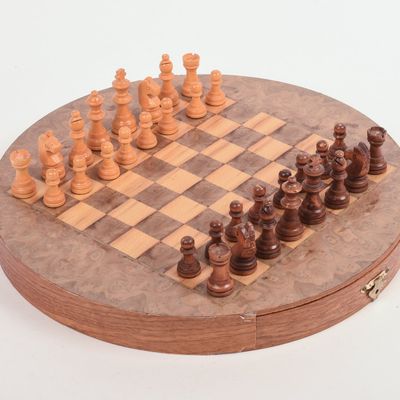 Sale Photo Thumbnail #76: Burlwood Chess Set.