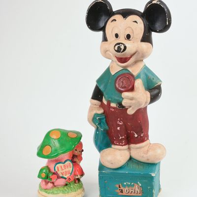 Sale Photo Thumbnail #95: Mickey Mouse Figure and a Mushroom Music Box.