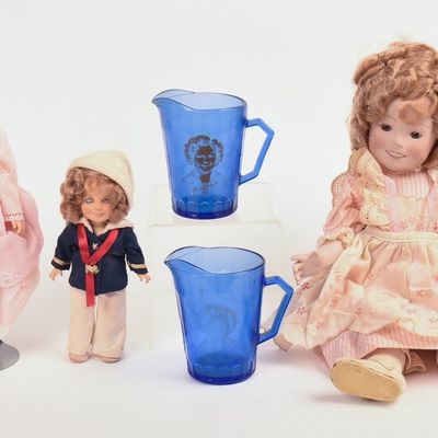 Sale Photo Thumbnail #97: Three Ideal Shirley Temple Dolls and Two Glass Pitchers