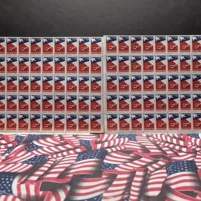 Sale Photo Thumbnail #306: (2) Sheets of 50 Republic of Texas 22 Cent Stamps, $22 Face Value