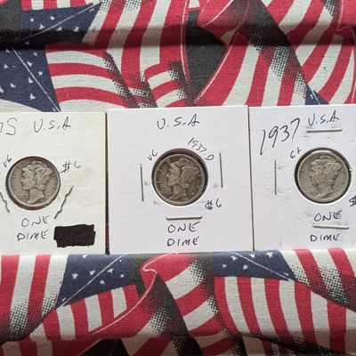 1937 P, D, & S Mercury 90% Silver Dimes - Complete Year Set!