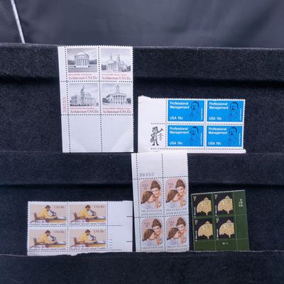 Sale Photo Thumbnail #365: (5) Assorted U.S. Plate Blocks Of Stamps, All Mint Original Gum, Never Hinged