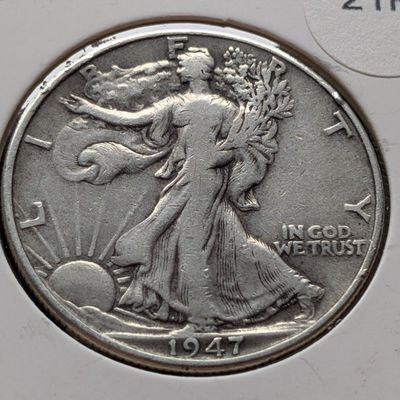 Sale Photo Thumbnail #146: 1947 Walking Liberty 90% Silver Half Dollar, Last Year of Series