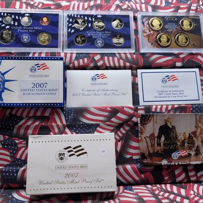 Sale Photo Thumbnail #215: 2007-S U.S. Mint PROOF Set with State Quarters, Sacagawea Dollar, and Presidential Dollars in OGP w/ COA