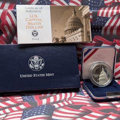 Sale Photo Thumbnail #167: 1994-S US Capitol Commemorative Proof 90% Silver Dollar in OGP w/ COA, 26.73 Grams