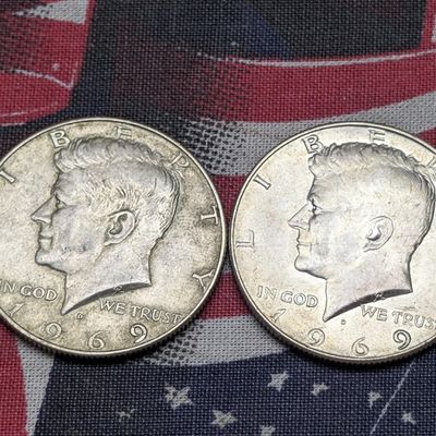 (2) 1969-D Kennedy 40% Silver Half Dollars