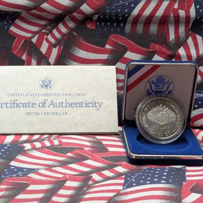 1987-S U.S. Constitution 200th Anniversary Commemorative 90% Silver Proof Dollar, 26.73g in OGP w/ COA