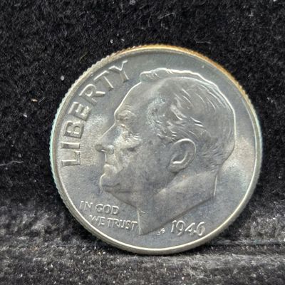 Sale Photo Thumbnail #169: 1946 Roosevelt 90% Silver Dime - First Year - MS