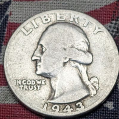 Sale Photo Thumbnail #205: 1943 Washington 90% Silver Quarter, 83 Years old, WWII Era