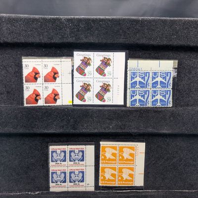 Sale Photo Thumbnail #369: (5) Assorted U.S. Plate Blocks Of Stamps, All Mint Original Gum, Never Hinged