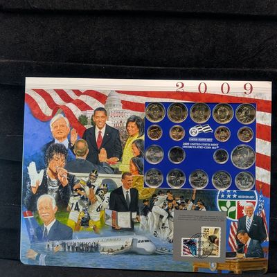 Sale Photo Thumbnail #103: 2009-P Only U.S. Mint Uncirculated Coin Set With Stamps & Territorial Quarters