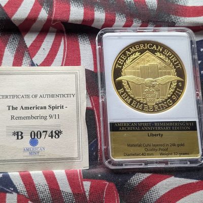 Sale Photo Thumbnail #264: AMERICAN SPIRIT REMEMBERING 9/11, PROOF, 24KT Gold Layered