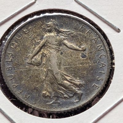 1913 France 1 Franc, 83.5% Silver, 5g