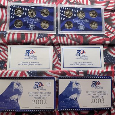 Sale Photo Thumbnail #115: 2002-S & 2003-S U.S. Mint State Quarters PROOF Sets in OGP w/ COA