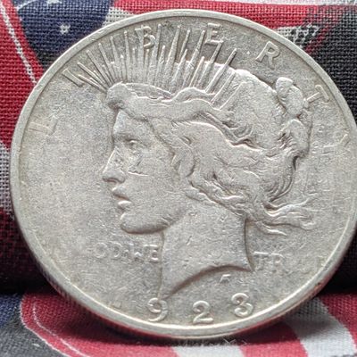 Sale Photo Thumbnail #348: 1923-D Peace 90% Silver Dollar, 103 Years Old! (Roaring 20's)