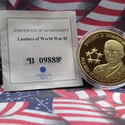 Sale Photo Thumbnail #185: 2012 American Mint Dwight Eisenhower, Leader of World War II, PROOF 24KT. Gold Layered