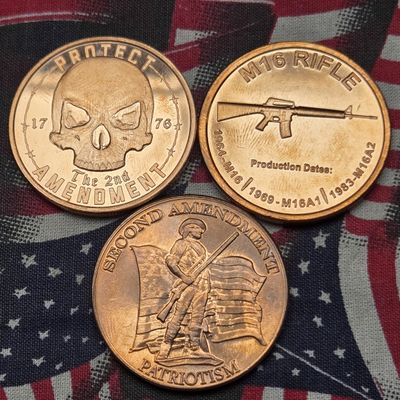 Sale Photo Thumbnail #196: (3) One A.V.D.P. Oz. Copper Rounds