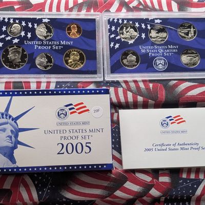 Sale Photo Thumbnail #200: 2005-S U.S. Mint PROOF Set with State Quarters and Sacagawea Dollar in OGP w/ COA
