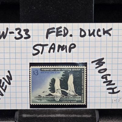 Sale Photo Thumbnail #412: 1966 Dept. Of The Interior Duck Stamp, RW-33, New, Mint Original Gum, Never Hinged